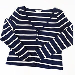 COPY - Boden Henley Ribbed Top Women's Us 10 / Uk 14 Navy ivory, like new!